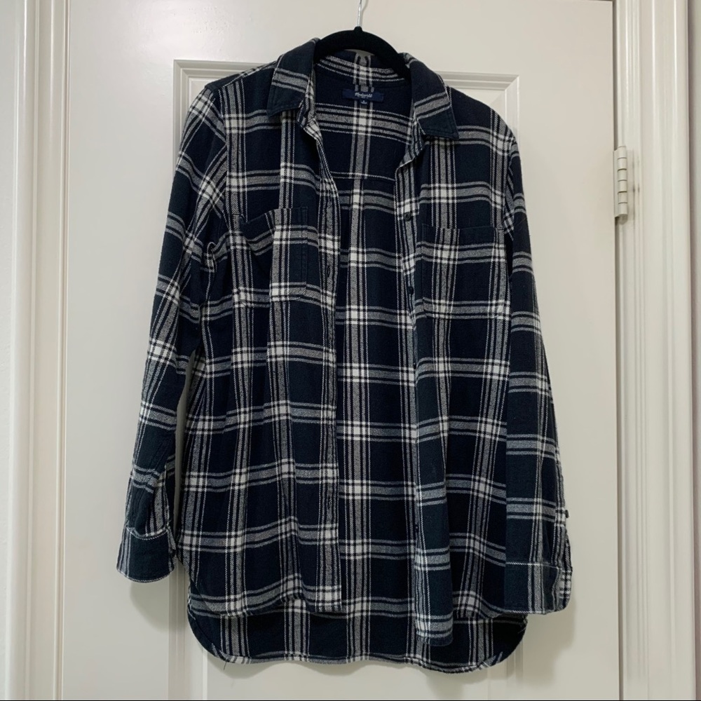 [Sold Madewell Black & White Flannel Shirt Size S